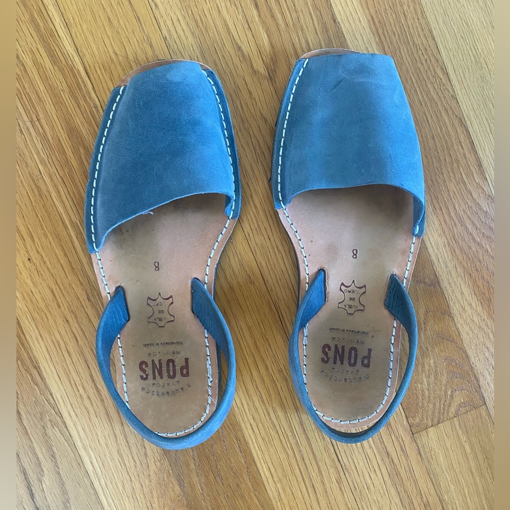 Pons Classic Style Avarca Blue Leather Sandals